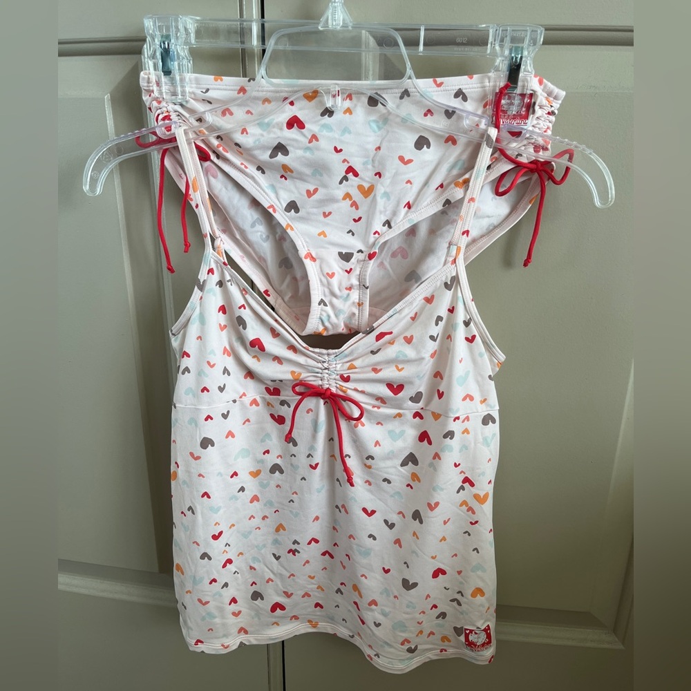 Calvin Klein 2 piece pajama lingerie set pink heart red bow camisole brief